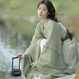 Green Han Dynasty 2024 New Original Wide Sleeve Flowing Fairy Skirt Wei Jin Style Ancient Costume Han Dynasty Women Adult Daily Wear