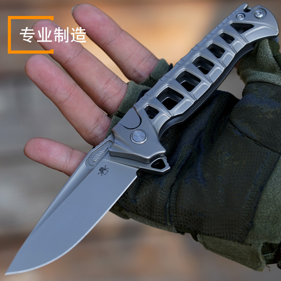 钛合金手柄龙刀高端M390锋利折叠刀高颜值户外带锁折刀阳江