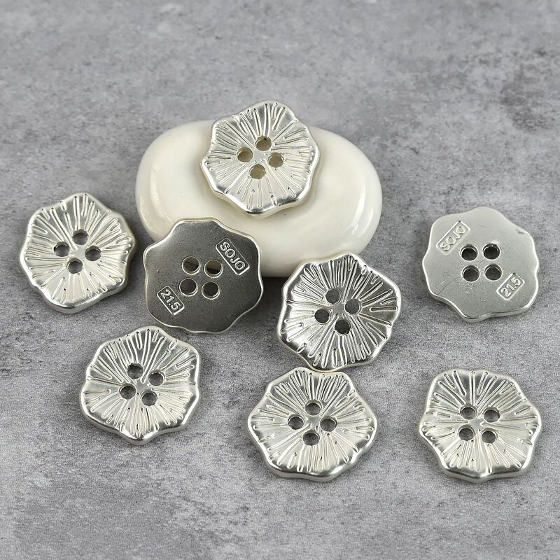 Irregular Shaped Metal Buttons [Fireworks Are Easy to Cool] Silver White Shirt Buttons Green Tin Retro Vest Jacket Buttons