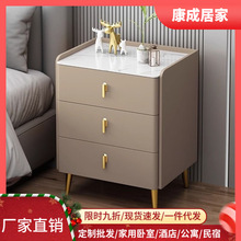 简约现代实木岩板床头柜家用卧室轻奢床边柜高级感多层简易储物柜