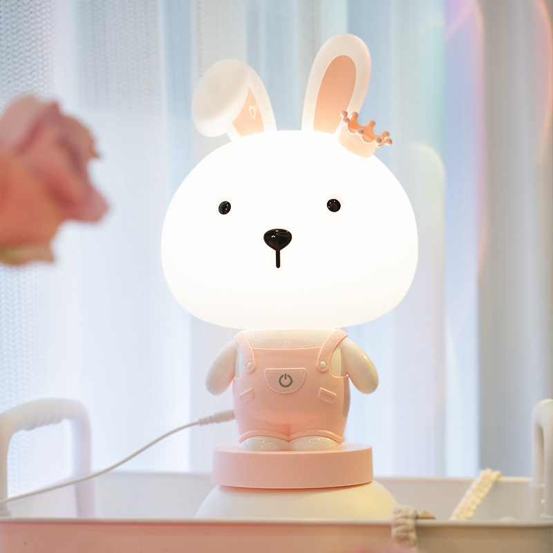 SSG皇冠兔台灯可爱硅胶夜灯卧室宿舍兔子睡眠灯厂家直供一件代发