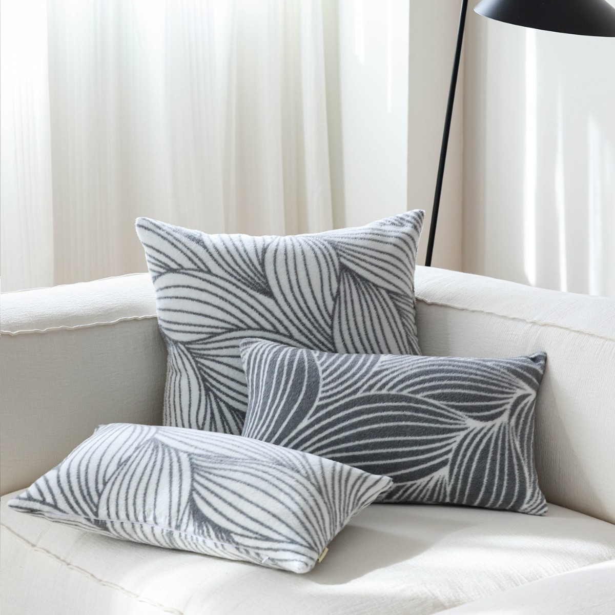 Scandinavian Style Double-Sided Pillow Cushion Geometric Gray Dutch Designer Export New Product Sofa Decorative Cushion Cotton