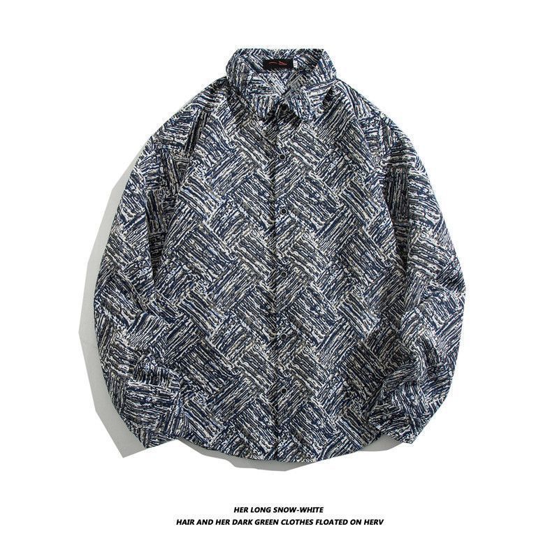 Camisa de manga larga bordada tejida retro japonesa hombres vintage barroco étnico suelto casual otoño e invierno abrigo de pareja