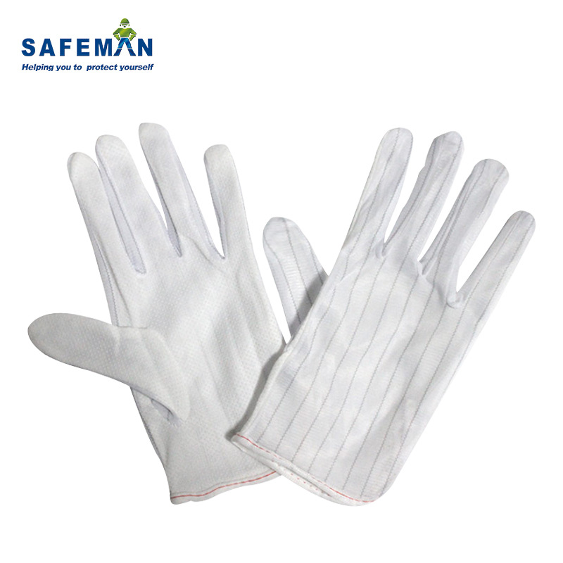 SAFEMAN君御 防静电点塑手套防滑点胶导电条纹透气耐磨