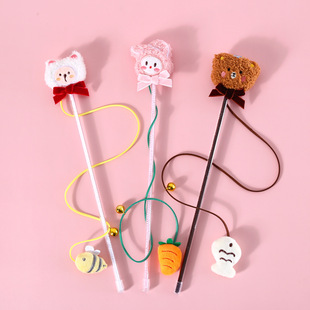 Pet cat plush cartoon sound Bell funny cat stick cute bear rabbit radish New Year training interactive toy