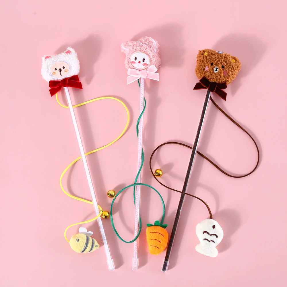 Домашний Кот плюшевый мультфильм звук колокольчик забавный кот палочка милый Медведь Кролик Редька Новогоднее обучение интерактивная игрушка