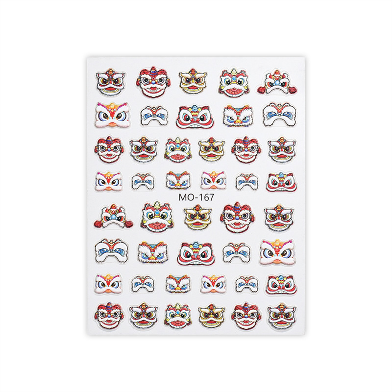 Pegatinas de alivio de uñas Xingshi de Año Nuevo moda nacional festivo Ruyi cabeza de león 3D pegatinas de uñas tridimensionales decoración de uñas