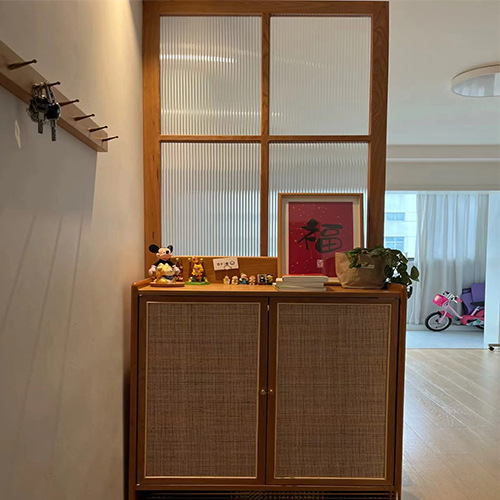 实木屏风隔断家用现代简约玄关客厅隔断洞洞板抽屉储物原木