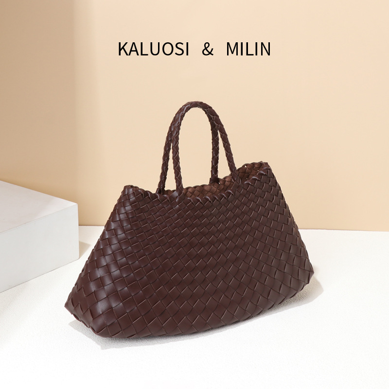 sasa同款法式菜篮子手工编织包复古文艺百搭高级感手提包软皮女包