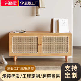 实木换鞋凳家用门口日式藤编鞋柜一体坐凳入户长条凳可坐式穿鞋凳