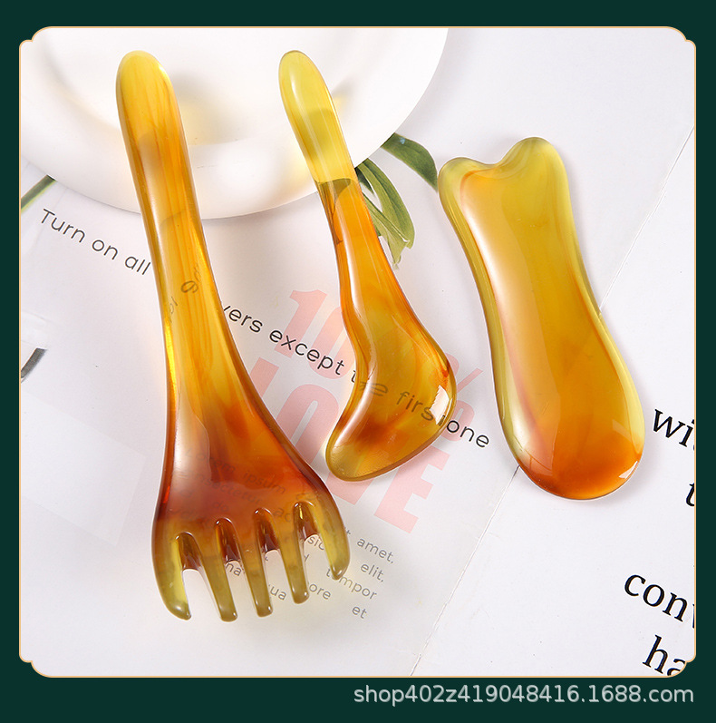 Resin Gua Sha 8 Piece Set Meridian Massage Tool Kit with Gua Sha Board Comb and Body Brush for Wellness Care preparation