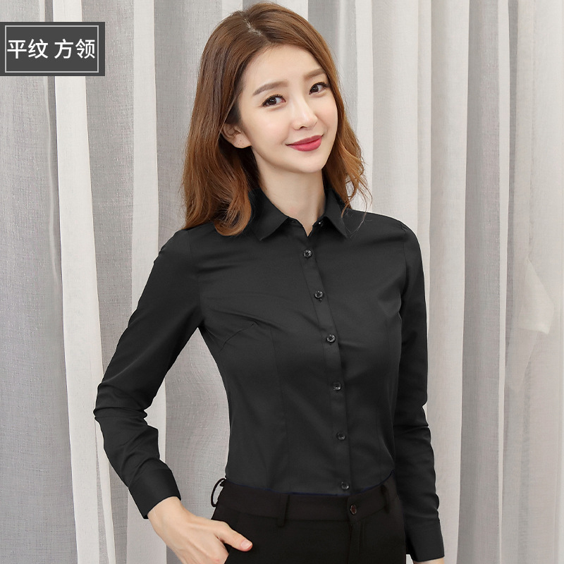 春秋白衬衫女长袖韩版衬衣正装职业套装工装学生气质短袖|undefined