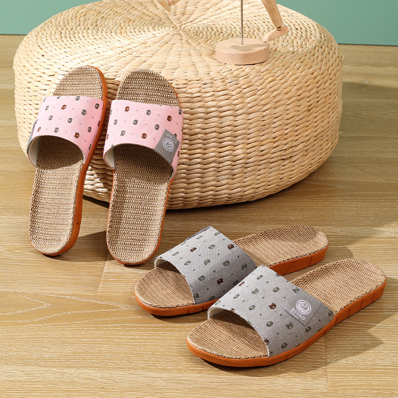 亚麻拖鞋女夏季2021新款室内防滑家居可爱情侣四季棉麻现货凉拖鞋