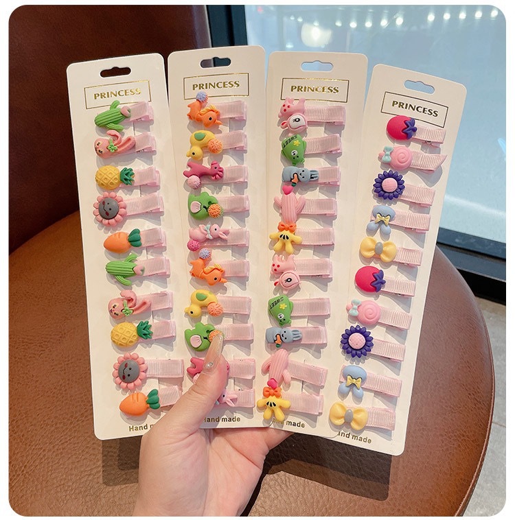 Borde de los niños de dibujos animados cubierto tela pequeña horquilla Linda niña horquilla lado flequillos clip accesorios para el cabello tocado al por mayor