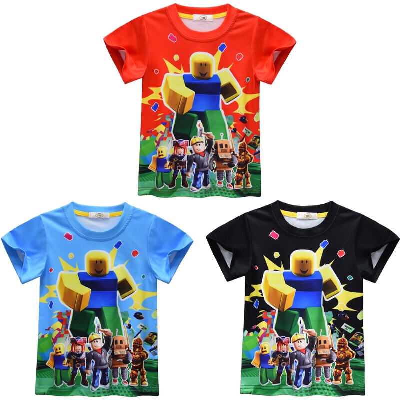 Cross-Border New Roblox Roblox Medium and Large Kidsren's Daily Casual Short-Sleeved T-Shirt Tops 32178
