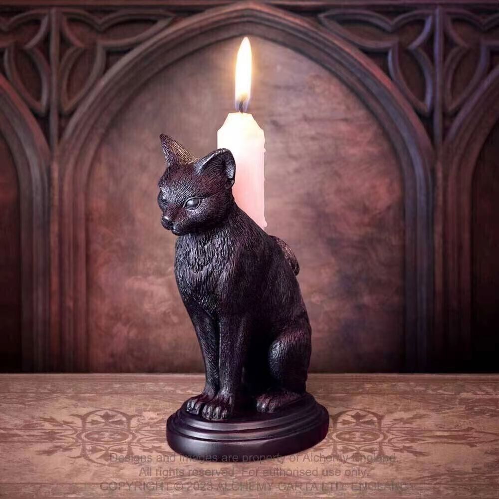 Vela de murciélago de Halloween Adornos de candelabros de lobo gótico Adornos para el hogar Artesanía de resina Adornos de murciélagos