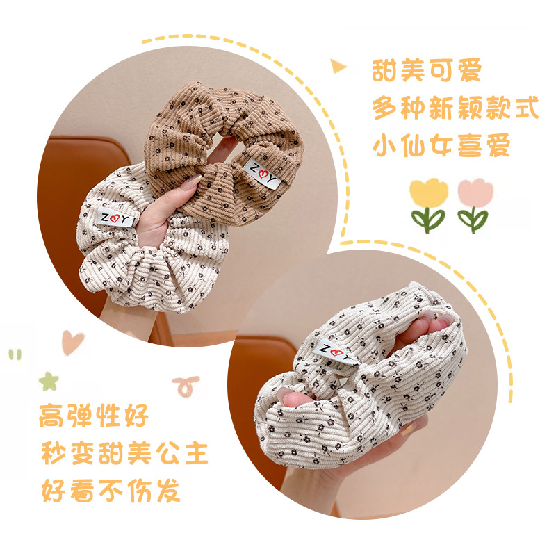 Otoño y invierno coreano de flores cortadas de peluche anillo de cabello de alto nivel no lastimó la cabeza detrás de la cola de cabello tira de goma