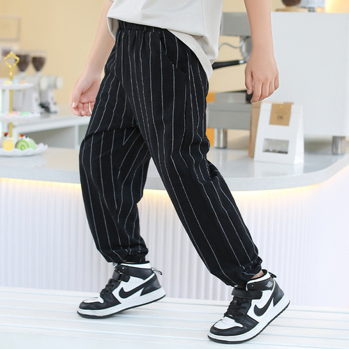 Children's trousers, children's pure cotton trousers, summer thin boys' breathable casual trousers, baby boy's leg pocket long trousers wholesale