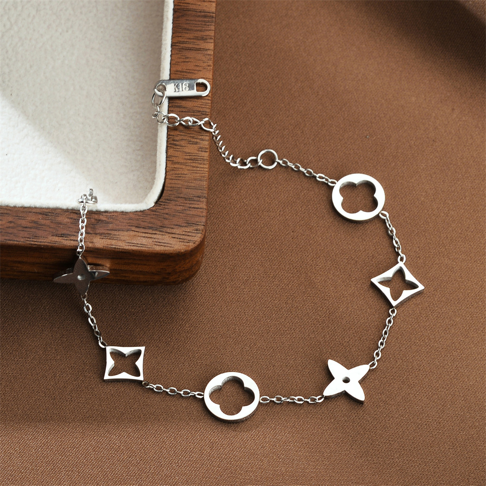Joyas transfronterizas europeas y americanas Pulsera de acero de titanio de todo fósforo Versión coreana del temperamento bohemio Pulsera de acero de titanio que no se desvanece Joyería femenina