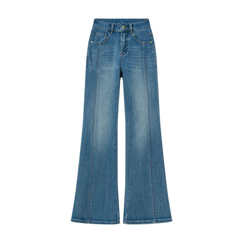 Classic Blue·Orofeng 360 ° Lyocell Four-Way Stretch High-Waisted Straight-Leg Bootcut Jeans Denim Cotton Trousers