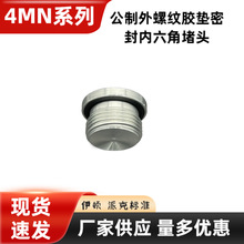 4MN系列现货  液压过渡接头碳钢公制外螺纹ED胶垫密封内六角堵头.