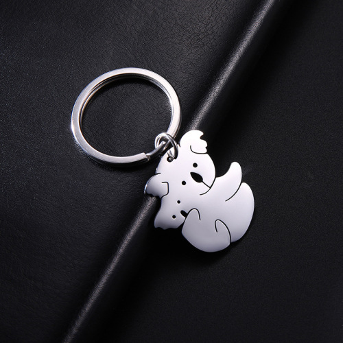 Manufacturer Direct Sale Cut Stainless Steel Color Polished Koala Pendant Titanium Steel Exquisite Polished Keychain Pendant