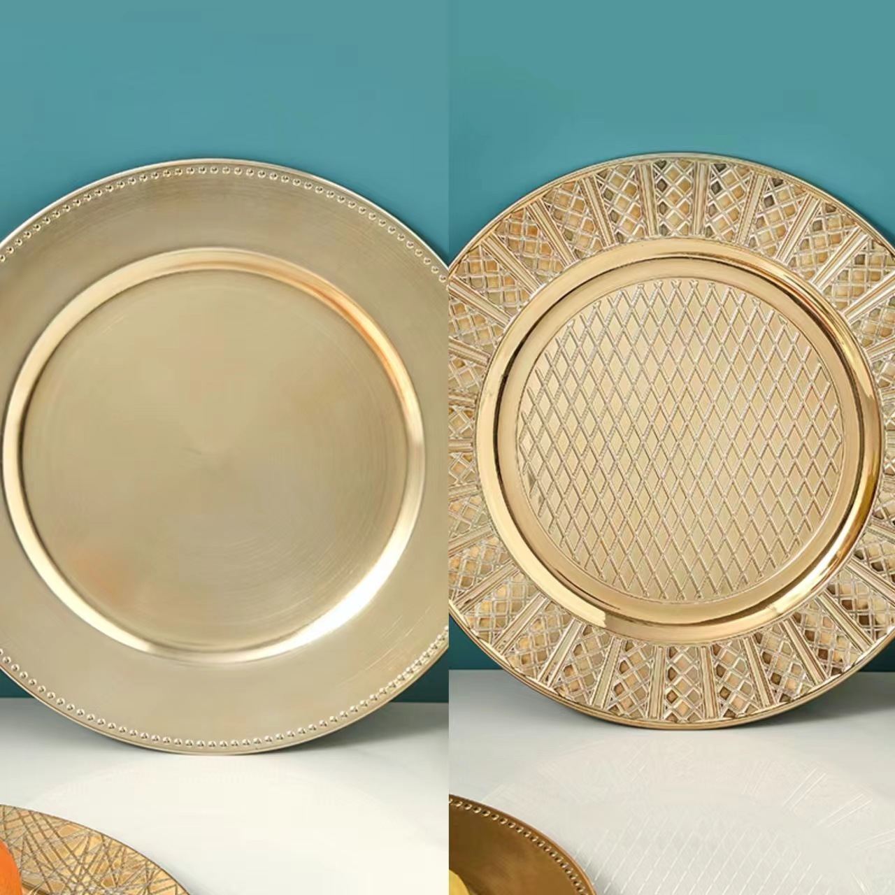 Placas de cargador europeas retro platos de frutas de comida de Oriente Medio alta sensación de lujo ligero platos de frutas de banquete al por mayor