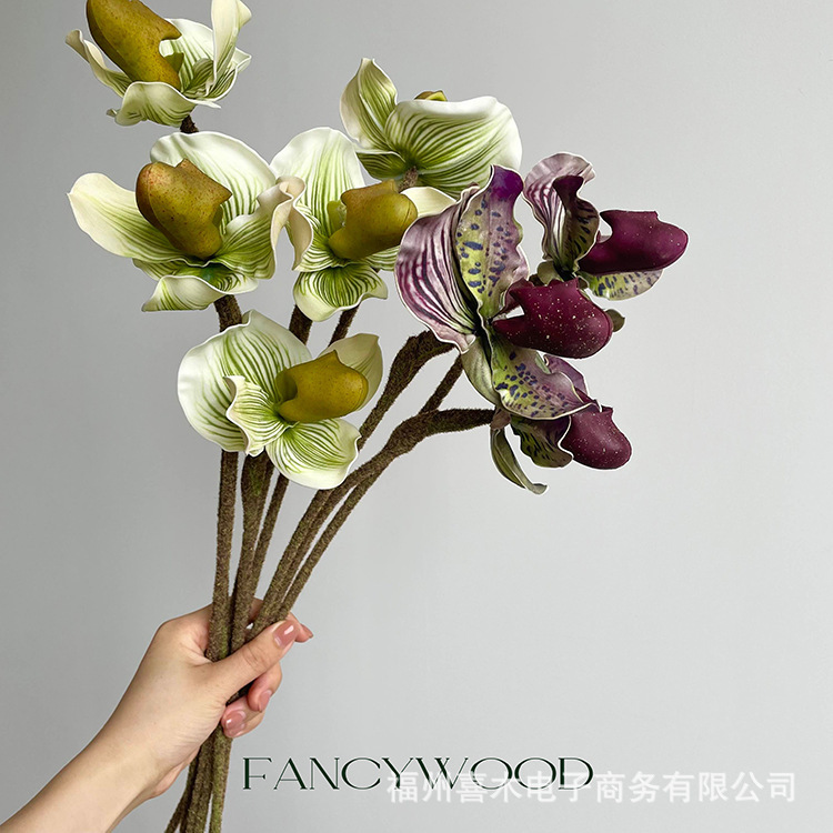 Simulation of high-quality Paphia orchid special-shaped flower material soft-fitting sales department model room floral design green plant display