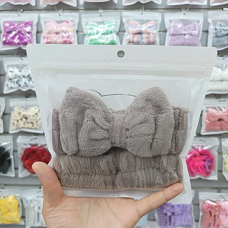 纯色蝴蝶结束发带三件套洗脸手腕带女专用头带防湿洗漱豹纹发箍圈|undefined