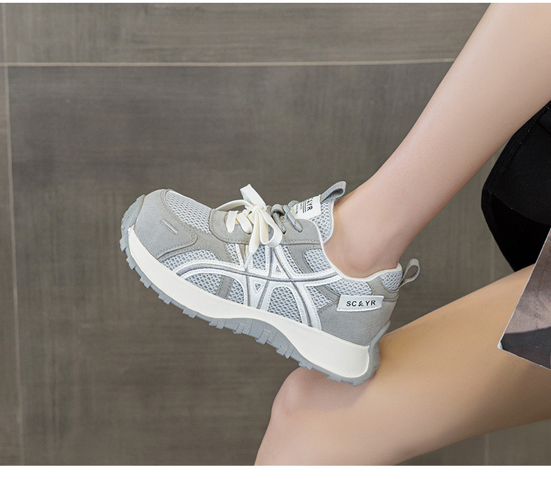 Giày sneaker nữ đế dày phong cách Đức Huấn (German Trainer) mùa xuân 2026, đế bánh mì ôm eo, phối màu trẻ trung — Be 5025, Xám 5025, Vàng 5025 chi tiết 19