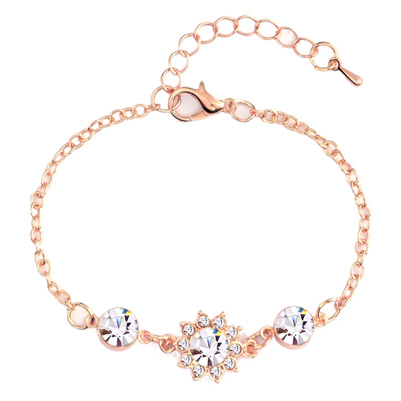 Sunflower Jewelry Set Three-piece Earrings Necklace Bracelet Korean Cross-border Europe and America