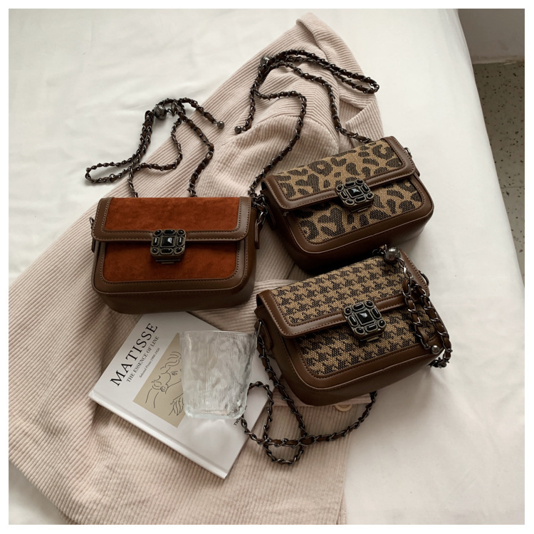 Leopard Print Small Bag Autumn And Winter Chain Bag Niche Cross-body Small Square Bag display picture 2