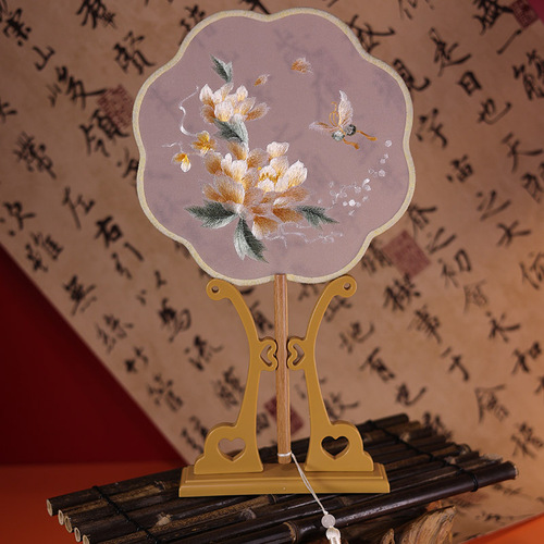 Double-sided embroidered round fan, ancient fan, round embroidered fan, double-sided embroidered round fan, Su embroidered round fan, Hanfu dance fan