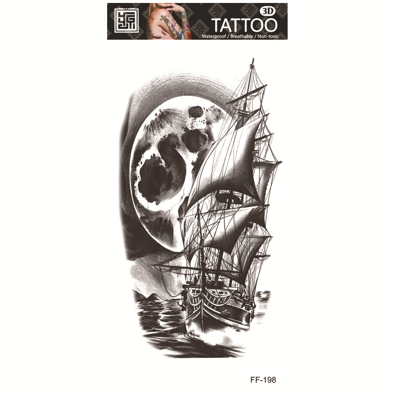 Yuanhua fábrica de pegatinas de tatuaje a prueba de agua en stock al por mayor cabeza de Lobo tótem texto árabe tatuaje pegatinas suministro transfronterizo