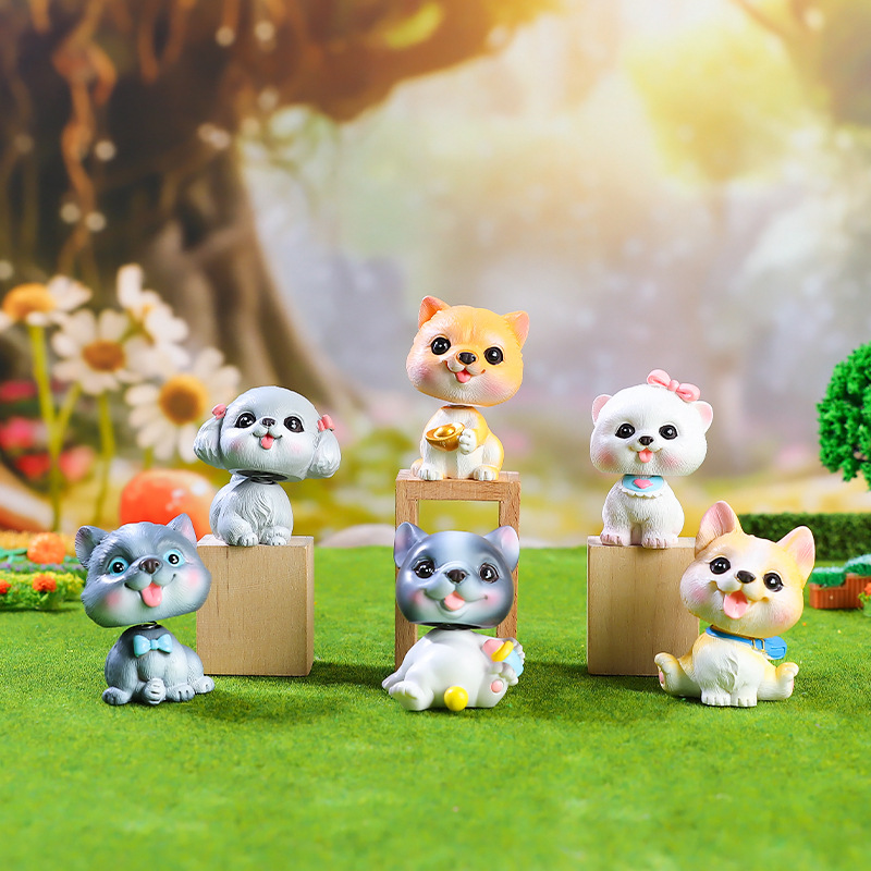 创意可爱萌宠汪星语摇头摆件桌面车载萌趣装饰品树脂工艺品批发