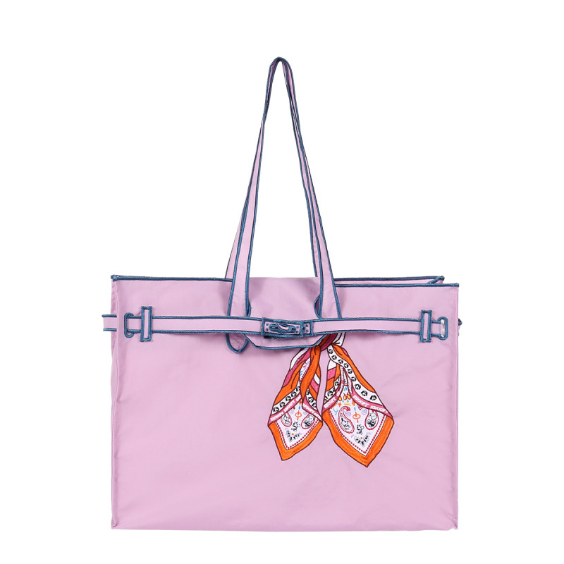 라이트 퍼플 스누피 실크 스카프 토트백