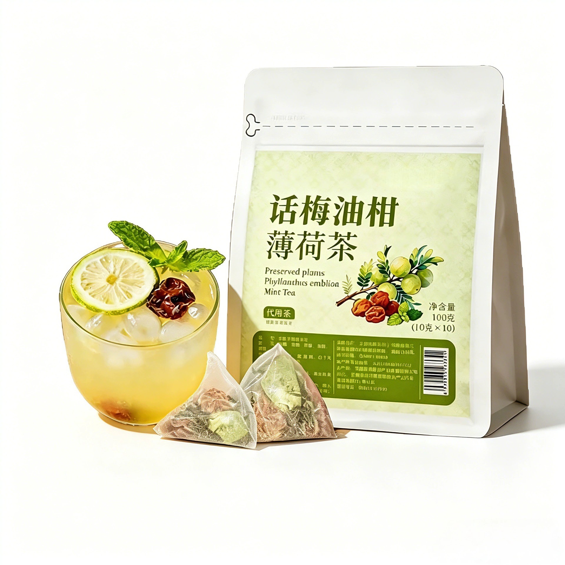 Plum Amla Mint Cold Brew Fruit Tea Bags 100g Summer Refreshing Herbal Tea preparation