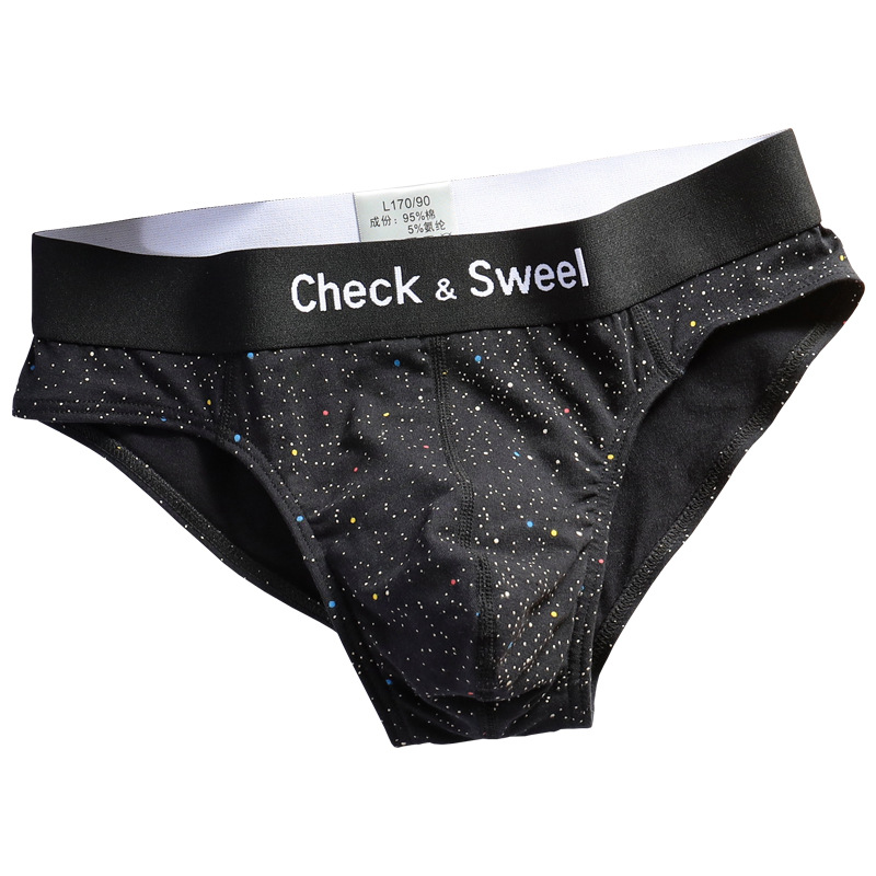 Printed polka dot underwear men's cotton briefs summer sports teenagers loose breathable briefs short pants