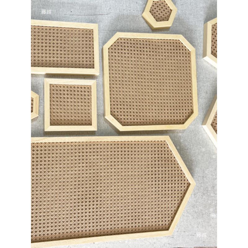 Decorative Ring-Shaped Solid Wood Irregular Diamond-Shaped Hexagonal Picture Frame Octagonal Rattan Woven Photo Frame Wall Hanging