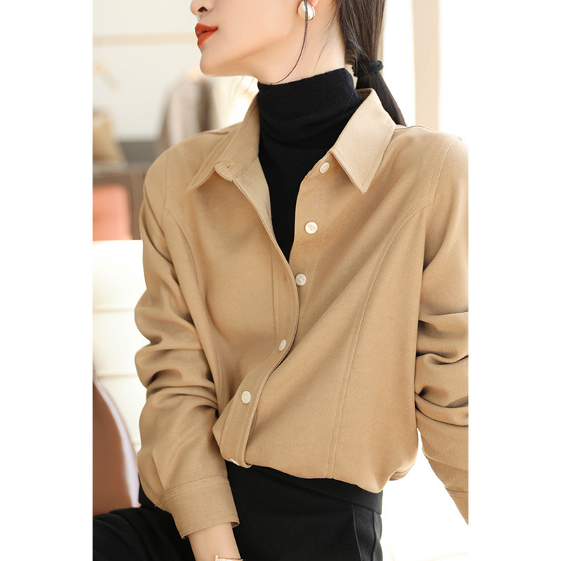 Factory Direct Sales Thickeneded Corduroy Shirt Women's Long-Sleeved Winter New Retro Chic Casual Top Brushed Bottoming Shirt