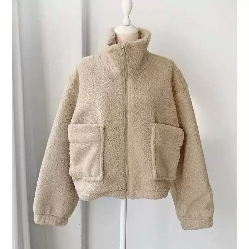 Velvet cardigan, winter base jacket, short sweatshirt, oversize, increased thickness