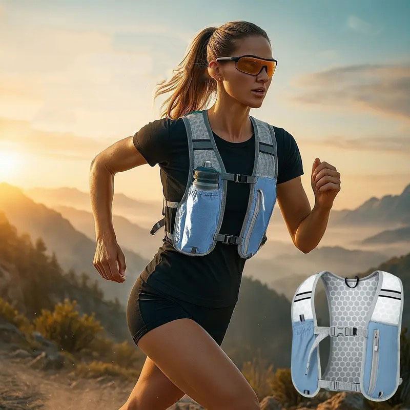 Mochila de Ciclismo y Running Nocturno de Poliéster Transpirable, Impermeable y Reflectante para Running y Ciclismo image 2