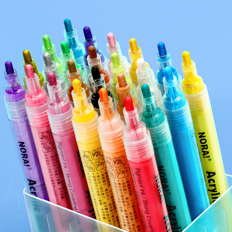 Juego de Marcadores Acrílicos Noya, Resina Transparente, Punta Redonda, Tipo Pincel de Acuarela, Punta de Presión, Pincel para Estudiantes