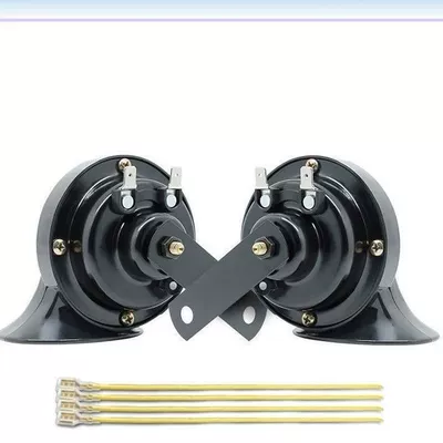 Car horn/tweeter horn 12V high and low - 24v-black-dual-tone-pair-plug-wire