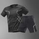 Sports suit Men's Ice Silk Quick-drying Clothes Fitness T-shirt Running Short-sleeved Shorts Training Clothes Foreign Trade Cross-border Wholesale
