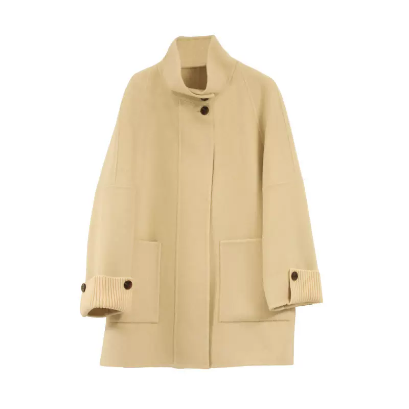 2025秋冬羊毛双面呢大衣羊驼毛呢短款小个子大衣女桑蚕丝外套女