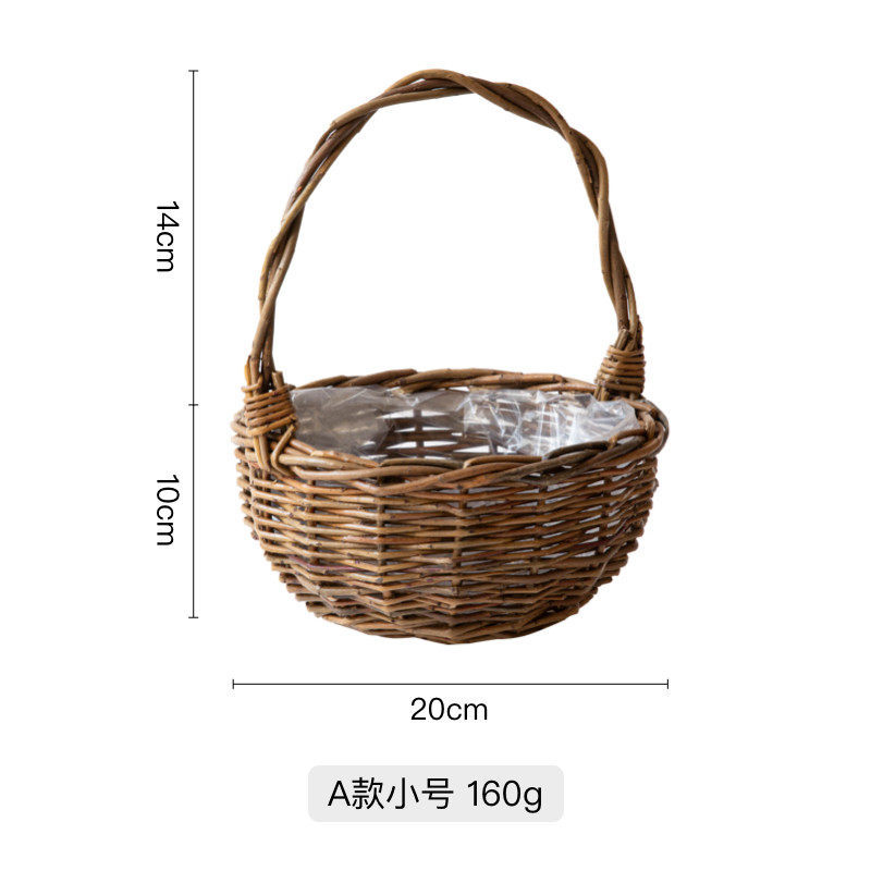 Cestas de mimbre para flores, cestas tejidas a mano, arreglos florales, decoraciones con plantas verdes, recipientes decorativos para flores, macetas rústicas hechas a mano con mimbre y paja.