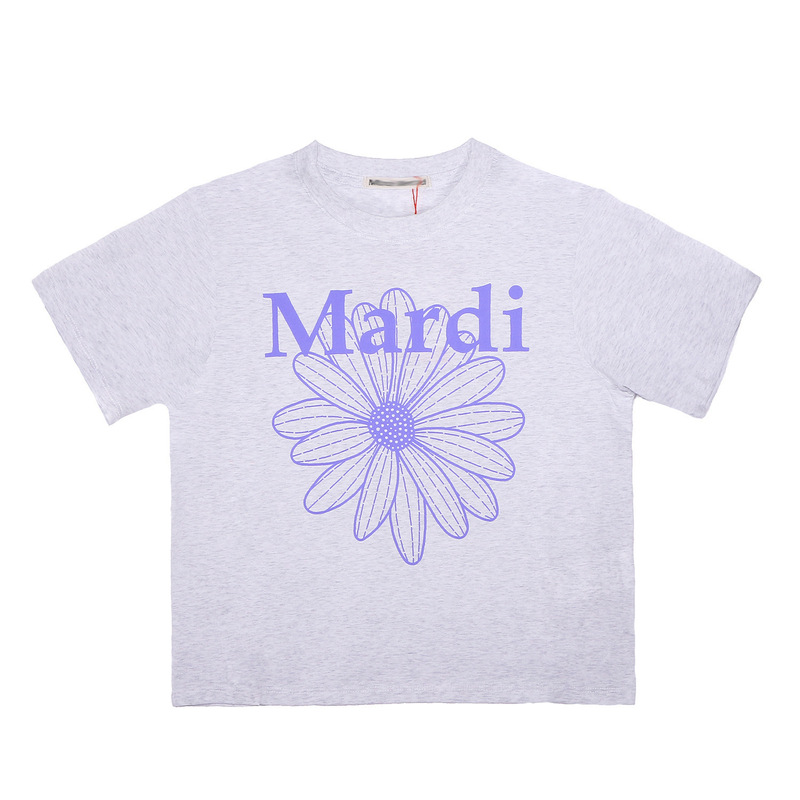 韓国マルディトレンディな半袖フラワープリントゴールドハイシルバー夏ラウンドネック純綿ルーズTシャツトップトレンディ|undefined