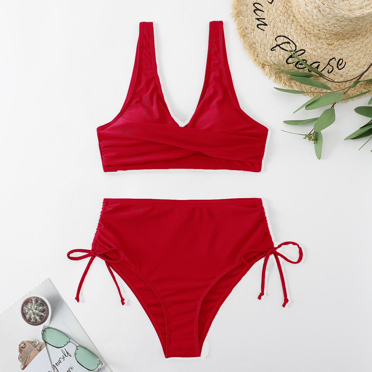 136g Weight Sexy Feel Of Sensation Mid Waist Panties Waist Bikini Panties Style Bralette Bra Category Polyester Fabric Type 2 Pieces Set Quantity Swimming Pool, Beach Occasion Solid Color Pattern Women's Gender Women's Solid Color 2 Pieces Set Bikinis Swimwear 13