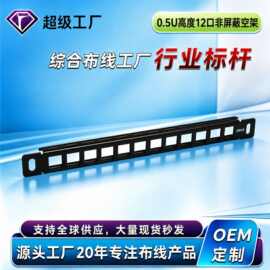 0.5U12口多媒体弱电箱配线架空架家用超五类/六类CAT5E/CAT6A模块
